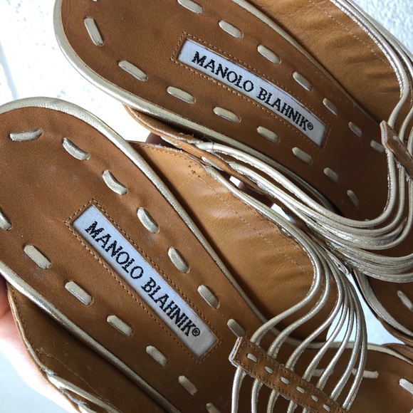 Manolo Blahnik leather slide heeled sandals sz: 9 - Picture 5 of 8